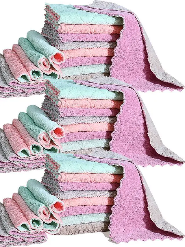 Main image of 32 Pack Cleaning Cloth Kitchen Cloth, Dish Towels Super Absorbent Coral Velvet Dishtowels, Microfiber Premium Soft Tea Towels, Quick Dry Rags, Multipurpose Reusable Washcloths, Non-Stick Oil Cloths.