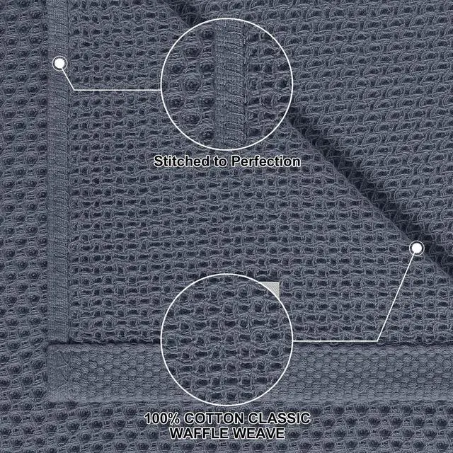 Alt view image 2 of 7 - 100% Cotton Kitchen Towels and Dishcloths Set, 12 x 12 Inches and 13 x 28 Inches, Set of 8 Bulk Kitchen Towels Set, Ultra Soft Absorbent Dish Cloths for Washing Dishes, Dark Grey