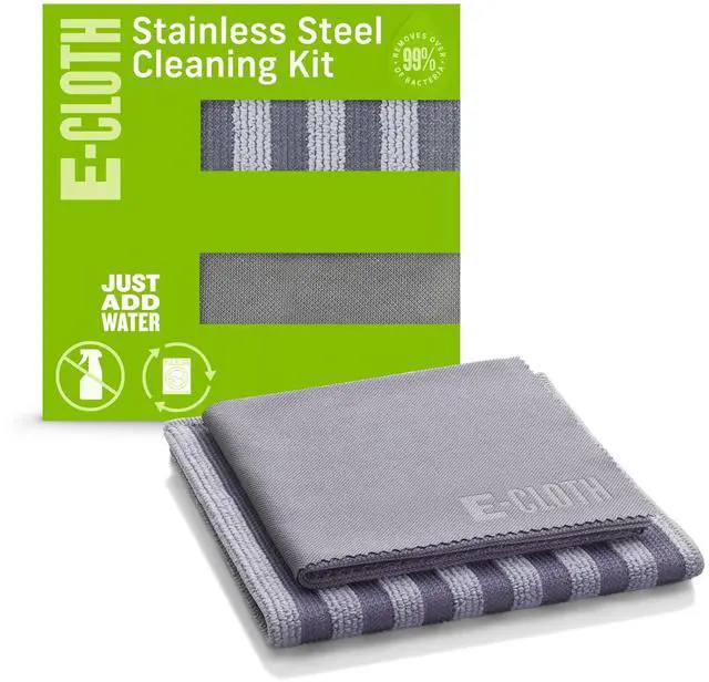 Main image of Stainless Steel Microfiber Cleaning Cloth Pack - Glass & Polishing + Stainless Steel Cleaner Cloth for Appliances, Cars & More, Reusable & Washable Microfiber Towels, Cleans with Water