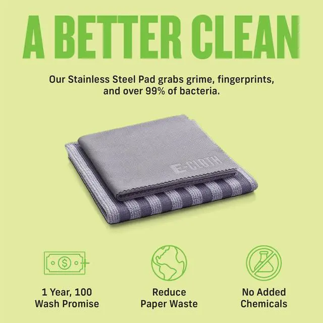 Alt view image 4 of 7 - Stainless Steel Microfiber Cleaning Cloth Pack - Glass & Polishing + Stainless Steel Cleaner Cloth for Appliances, Cars & More, Reusable & Washable Microfiber Towels, Cleans with Water