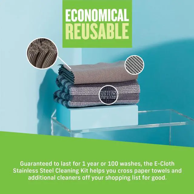 Alt view image 5 of 7 - Stainless Steel Microfiber Cleaning Cloth Pack - Glass & Polishing + Stainless Steel Cleaner Cloth for Appliances, Cars & More, Reusable & Washable Microfiber Towels, Cleans with Water