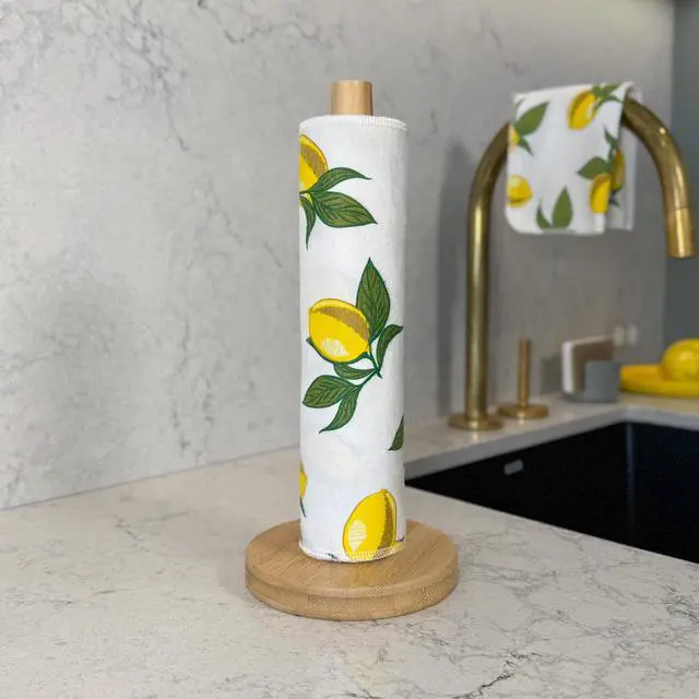 Alt view image 2 of 7 - Reusable Paper Towels - 10 Pack - Roll of Washable Cotton Cloth Paper Towels - Paperless Reusable Napkins Cloth Washable - Absorbent + Long Lasting - Zero Waste Products - (Lemon)