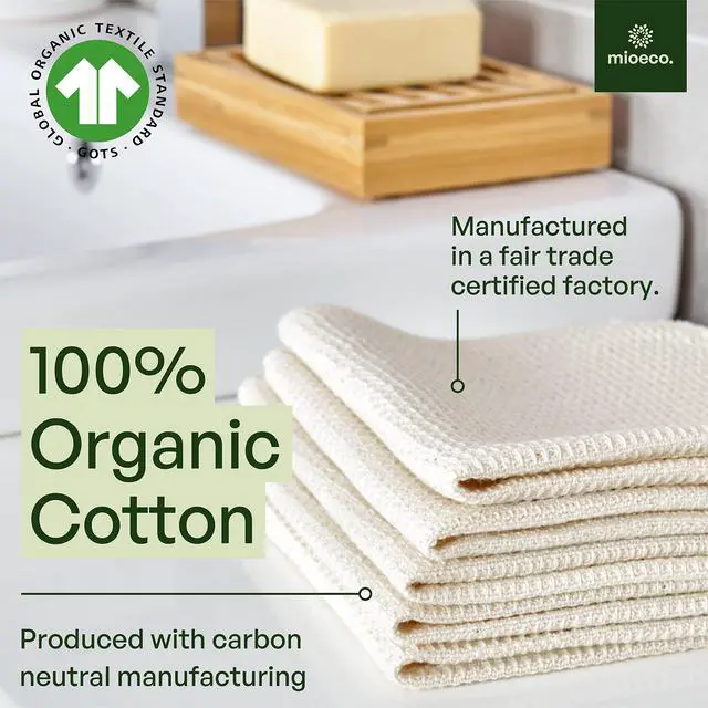 Alt view image 2 of 6 - 10 Pack Reusable Kitchen Paper Towels Washable - Super Absorbent Natural unPaper Towels - Natural Cotton - Reusable, Paperless Kitchen Dish Cloths - 100% Organic