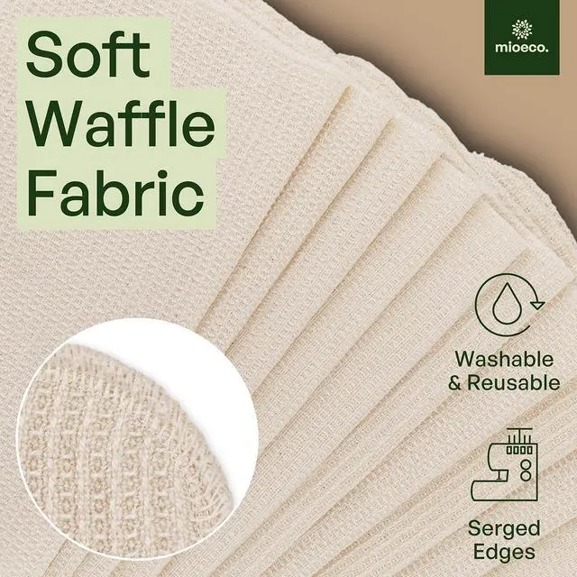 Alt view image 5 of 6 - 10 Pack Reusable Kitchen Paper Towels Washable - Super Absorbent Natural unPaper Towels - Natural Cotton - Reusable, Paperless Kitchen Dish Cloths - 100% Organic