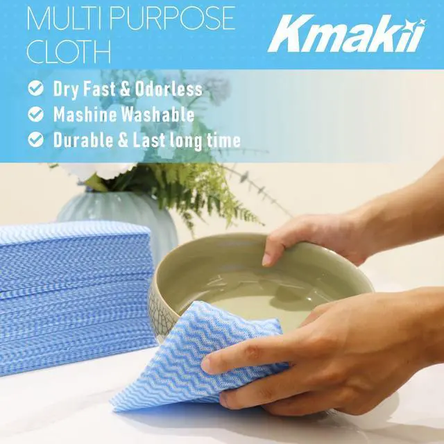 Alt view image 6 of 7 - Handi Wipe Reusable Cloths - Multi-Purpose Disposable Dish Cloths and Towels, Ultra Absorbent, Fast-Dry, Durable Cleaning Wipes for Kitchen and Home, Blue, 11.8 x 21 inches, Pack of 80
