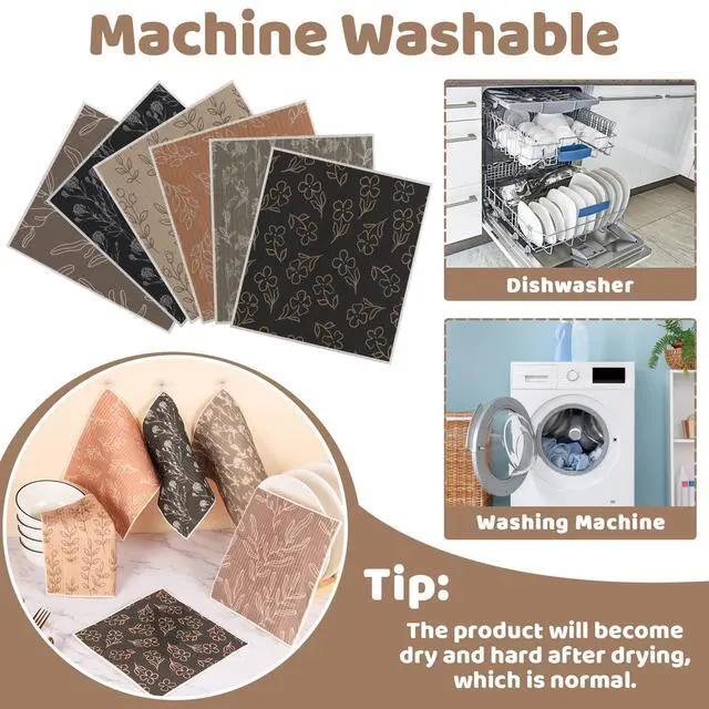 Alt view image 4 of 7 - 6 Pack Swedish Dishcloths for Kitchen,Swedish Rags Dish Towels with Clips, Reusable Paper Towels Washable Absorbent Cellulose Sponge Cloths No Odor for Cleaning HHome Kitchen Gifts for Host