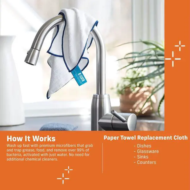 Alt view image 2 of 7 - Reusable Paper Towel Replacement Cloths - Premium Microfiber Cleaning Cloths for Kitchen & Household Spills, Washable Reusable Paper Towels Alternative - 4 Count
