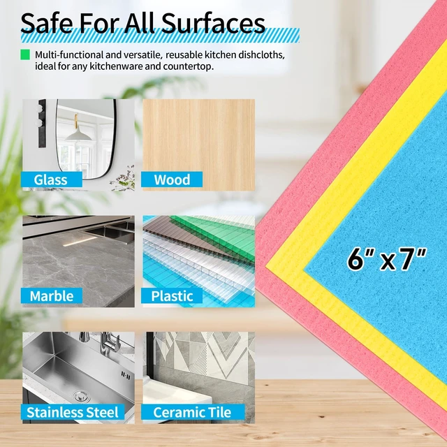 Alt view image 2 of 7 - Swedish Dishcloths for Kitchen 10 Pack, Multicolor Dish Cloth, Absorbent Dish Towels for Kitchen, Multipurpose Cellulose Sponge Cloths, Reusable Paper Towels for Home & Kitchen