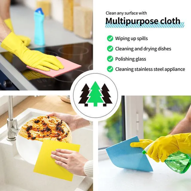 Alt view image 4 of 7 - Swedish Dishcloths for Kitchen 10 Pack, Multicolor Dish Cloth, Absorbent Dish Towels for Kitchen, Multipurpose Cellulose Sponge Cloths, Reusable Paper Towels for Home & Kitchen