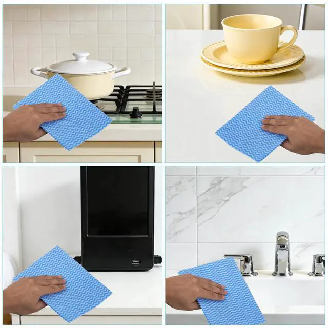 Alt view image 4 of 7 - Disposable Dish Cloths Disposable Cleaning Towels 50 Pack Heavy Duty Reusable Disposable Kitchen Cleaning Cloths for Kitchen, Bathroom, Household Cleanings