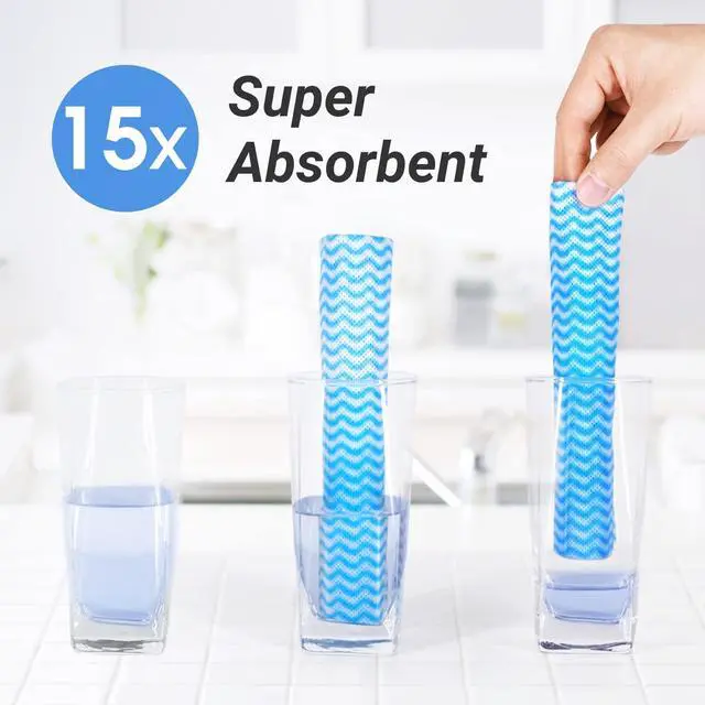 Alt view image 4 of 7 - Reusable Cleaning Cloths Dish Paper Towels, Domestic Cleaning Towels, Multipurpose Quick-Dry Rag Dish Cloths Heavy Duty Handy Wipes for Kitchen 25 Count 14.2"X15.7", Blue