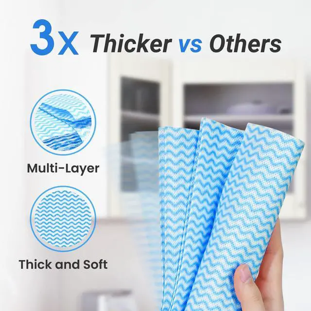 Alt view image 3 of 7 - Reusable Cleaning Cloths Dish Paper Towels, Domestic Cleaning Towels, Multipurpose Quick-Dry Rag Dish Cloths Heavy Duty Handy Wipes for Kitchen 25 Count 14.2"X15.7", Blue