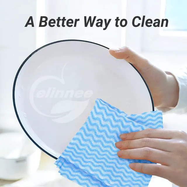 Alt view image 6 of 7 - Reusable Cleaning Cloths Dish Paper Towels, Domestic Cleaning Towels, Multipurpose Quick-Dry Rag Dish Cloths Heavy Duty Handy Wipes for Kitchen 25 Count 14.2"X15.7", Blue