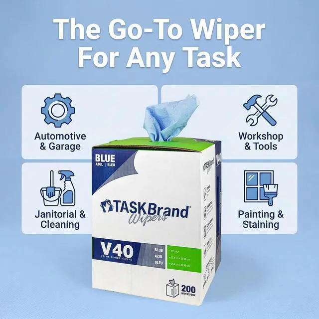 Alt view image 3 of 7 - Blue V40 Value Series Center Pull Wiper Sheets, All-Purpose Disposable Cleaning Towels, 10 x 11.5 Inches, Roll of 200