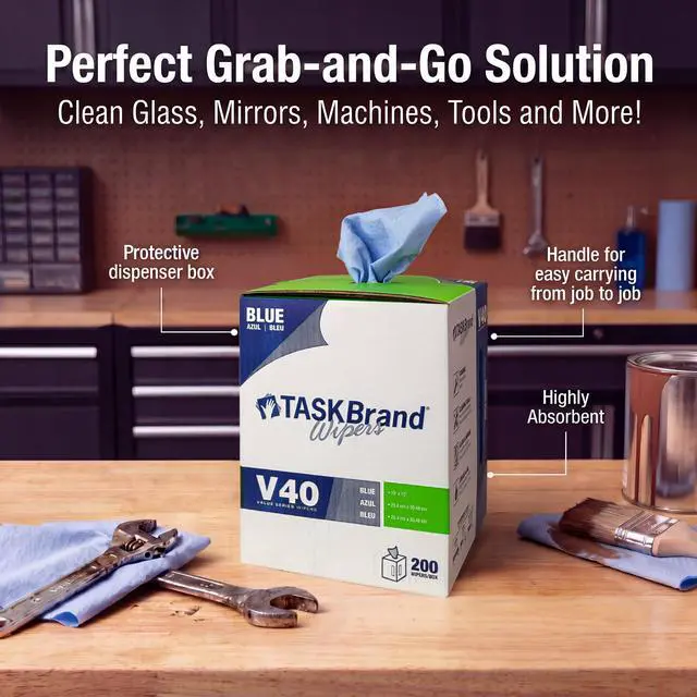 Alt view image 5 of 7 - Blue V40 Value Series Center Pull Wiper Sheets, All-Purpose Disposable Cleaning Towels, 10 x 11.5 Inches, Roll of 200
