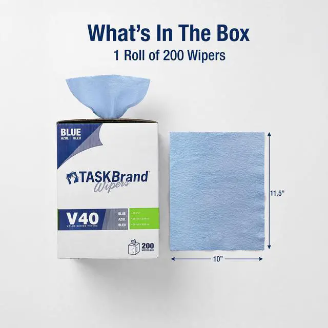 Alt view image 6 of 7 - Blue V40 Value Series Center Pull Wiper Sheets, All-Purpose Disposable Cleaning Towels, 10 x 11.5 Inches, Roll of 200
