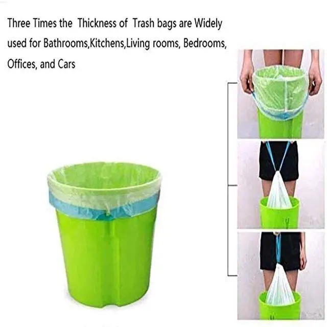 Alt view image 7 of 7 - Small Trash Bag, 2.6 Gallon Garbage Bags Bathroom Trash can Liners for Bedroom Home Kitchen 80 Counts,2 Gallon Trash Bag with Blue Drawstring, White Bags