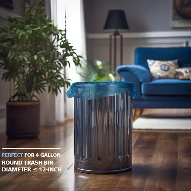 Alt view image 5 of 7 - Small Trash Bags, 4-6 Gallon Compostable Garbage Bags, 4 Gallon Trash Bags, Unscented Leak Proof Biodegradable Bags Wastebasket Liners, Bathroom trash bags, Compost Bags (100 Counts, Blue)