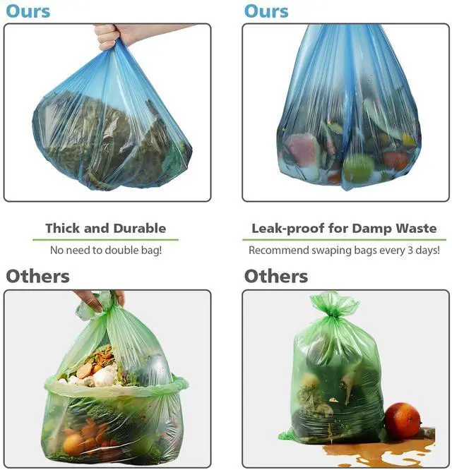 Alt view image 3 of 7 - Small Trash Bags, 4-6 Gallon Compostable Garbage Bags, 4 Gallon Trash Bags, Unscented Leak Proof Biodegradable Bags Wastebasket Liners, Bathroom trash bags, Compost Bags (100 Counts, Blue)