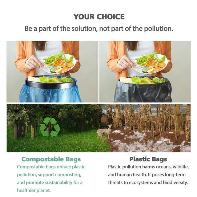 Alt view image 7 of 7 - Small Trash Bags, 4-6 Gallon Compostable Garbage Bags, 4 Gallon Trash Bags, Unscented Leak Proof Biodegradable Bags Wastebasket Liners, Bathroom trash bags, Compost Bags (100 Counts, Blue)