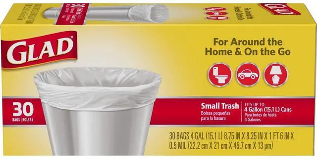 Main image of Trash Bags, Small Garbage Bags - 4 Gallon White Trash Bag - 30 Count