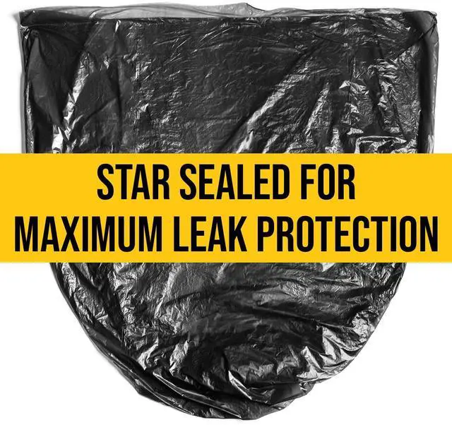 Alt view image 4 of 7 - 3 Ply Trash Bags, 56 Gallon, 1.25 Mil (eq), 43"x47", Black, 100 Count (5 Rolls of 20)