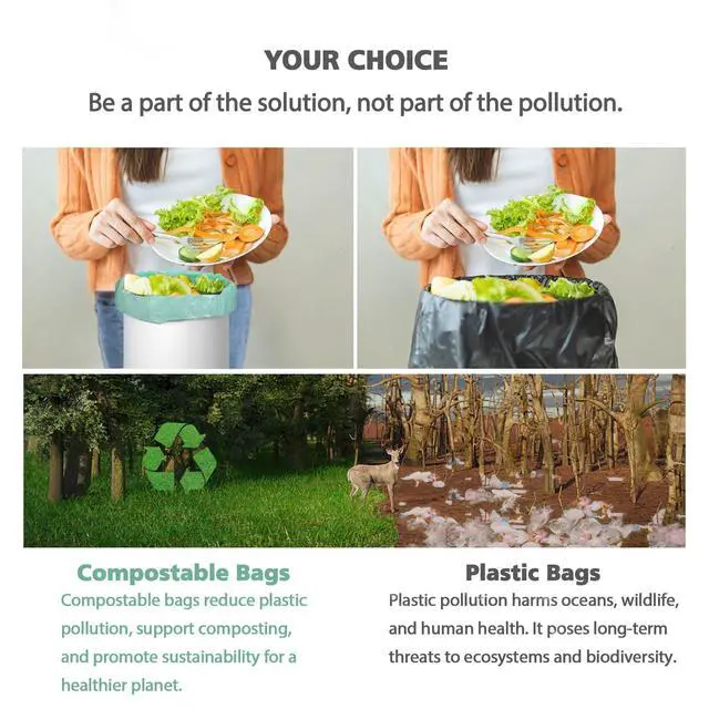 Alt view image 4 of 7 - Small Trash Bags 2.6 Gallon Compostable Trash Bags Bathroom Wastebasket Can Liners, 125 Count Mini Compost Bags for Kitchen Bathroom Office Fit 10 Liter, Green