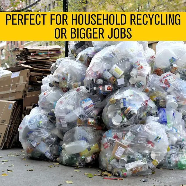Alt view image 4 of 5 - 33 Gallon Clear Trash Bags - 33" x 39" - 1.5 MIL (eq) - CSR Series - Heavy Duty Industrial Liners Clear Garbage Bags for Recycling, Contractors, Storage, Outdoor, 1 Count (Pack of 100)