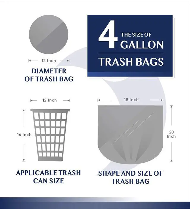 Alt view image 3 of 6 - Small Black Trash Bags, 4 Gallon Garbage Bags, 220 Counts Strong Plastic Trash Can Liners 15 Liter for Kitchen Bathroom Office Waste Basket - Durable & Thick Trash Bag