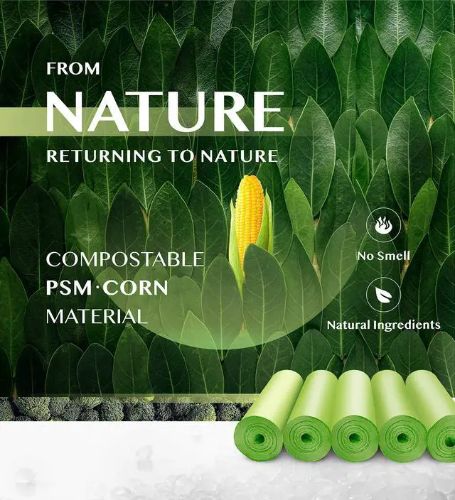 Alt view image 2 of 6 - Compostable Trash Bags - 8 Gallon Garbage Bags 150 Count Trash Can Liners 30 Liter Unscented Medium Wastebasket Bags for Kitchen Bathroom Home Office Garbage Can (5Rolls/Green) - Durable & Thick