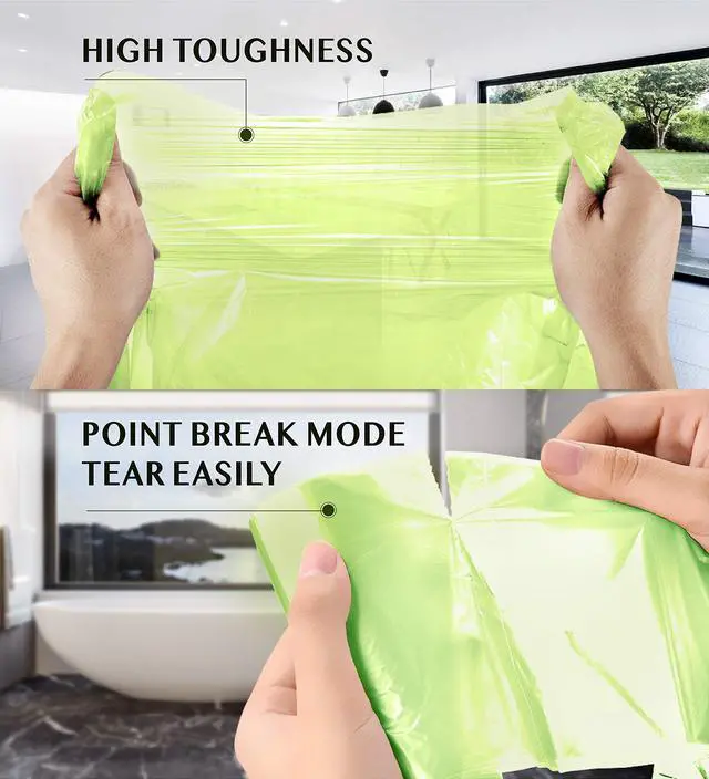 Alt view image 4 of 6 - Compostable Trash Bags - 8 Gallon Garbage Bags 150 Count Trash Can Liners 30 Liter Unscented Medium Wastebasket Bags for Kitchen Bathroom Home Office Garbage Can (5Rolls/Green) - Durable & Thick