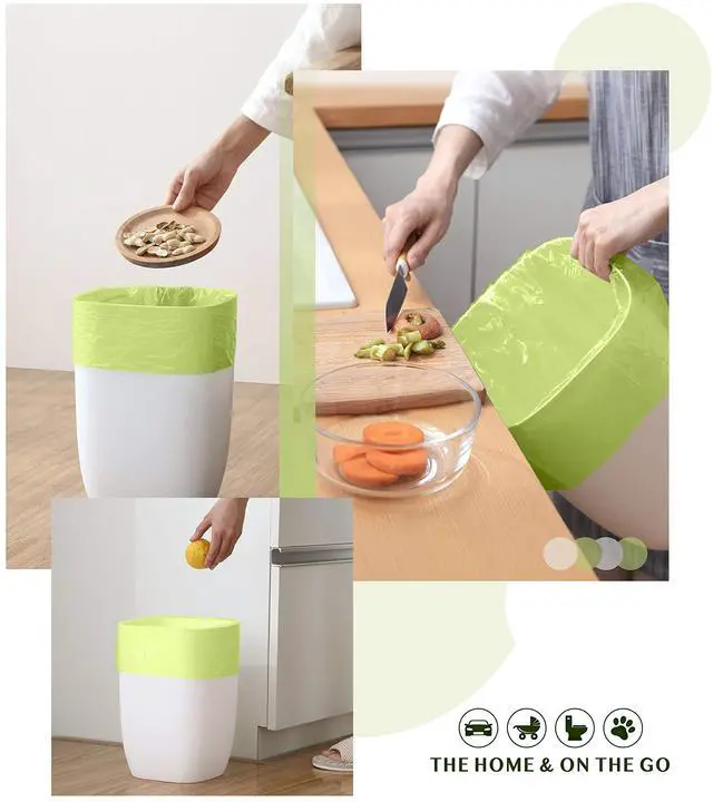 Alt view image 5 of 6 - Compostable Trash Bags - 8 Gallon Garbage Bags 150 Count Trash Can Liners 30 Liter Unscented Medium Wastebasket Bags for Kitchen Bathroom Home Office Garbage Can (5Rolls/Green) - Durable & Thick