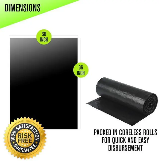 Alt view image 4 of 7 - RL-3036XH 20-30 Gallon Trash Can Liners (100 Count) - 30" x 36" - Thick 1.5 MIL Equivalent Black Trash Bags for Bathroom, Kitchen, Office, Industrial, Commercial, Recycling and More