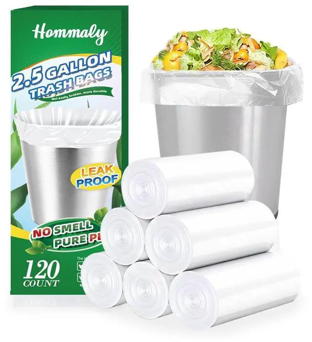 Main image of 2.5 Gallon 120 pcs(2.5-2.6 Gal) Small Clear Trash Bags, Strong 2.5 Gallon 2.6 Gallon Garbage Bags, Bathroom Trash Can Bin Liners,Mini Bags Waste Basket Liner,Fit 6-10 Liter, 2.5-2.6 Gal (2.5C120)