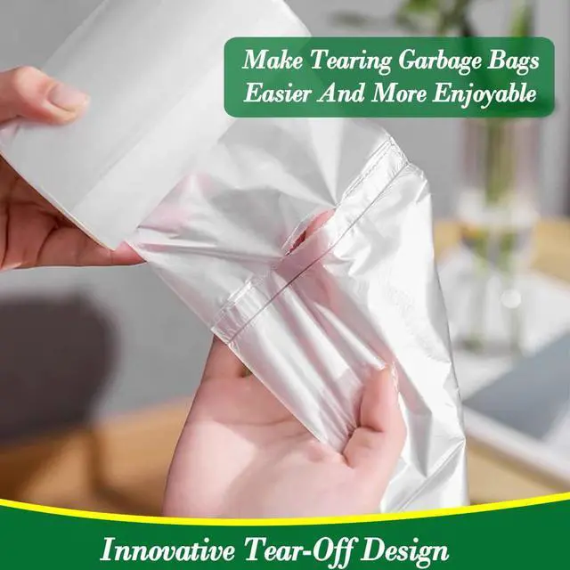 Alt view image 3 of 7 - 2.5 Gallon 120 pcs(2.5-2.6 Gal) Small Clear Trash Bags, Strong 2.5 Gallon 2.6 Gallon Garbage Bags, Bathroom Trash Can Bin Liners,Mini Bags Waste Basket Liner,Fit 6-10 Liter, 2.5-2.6 Gal (2.5C120)