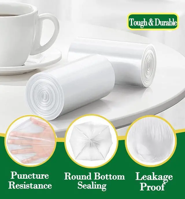 Alt view image 5 of 7 - 2.5 Gallon 120 pcs(2.5-2.6 Gal) Small Clear Trash Bags, Strong 2.5 Gallon 2.6 Gallon Garbage Bags, Bathroom Trash Can Bin Liners,Mini Bags Waste Basket Liner,Fit 6-10 Liter, 2.5-2.6 Gal (2.5C120)