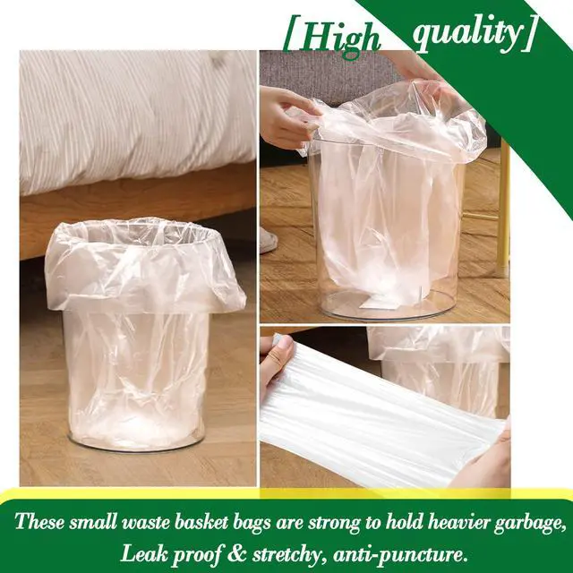 Alt view image 4 of 7 - 2.5 Gallon 120 pcs(2.5-2.6 Gal) Small Clear Trash Bags, Strong 2.5 Gallon 2.6 Gallon Garbage Bags, Bathroom Trash Can Bin Liners,Mini Bags Waste Basket Liner,Fit 6-10 Liter, 2.5-2.6 Gal (2.5C120)