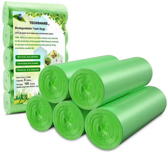Main image of Biodegradable Trash Bags 4-6 Gallon, 100 Counts, Extra Thick Small Trash Bag Recycling Garbage Bags For Kitchen Bathroom Yard Office Wastebasket Car