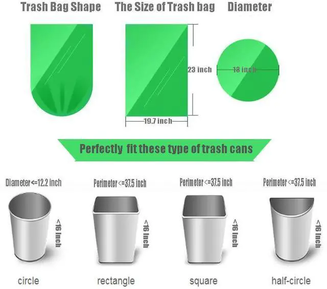 Alt view image 3 of 7 - Biodegradable Trash Bags 4-6 Gallon, 100 Counts, Extra Thick Small Trash Bag Recycling Garbage Bags For Kitchen Bathroom Yard Office Wastebasket Car
