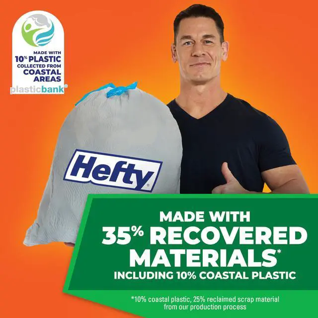 Alt view image 3 of 7 - Ultra Strong 13 Gallon Trash Bags, Tall Kitchen Trash Bags Made with Recovered Materials, Including Coastal Plastic, Drawstring, Resists Leaks and Punctures, Gray, Seaside Breeze Scent, 80 Bags