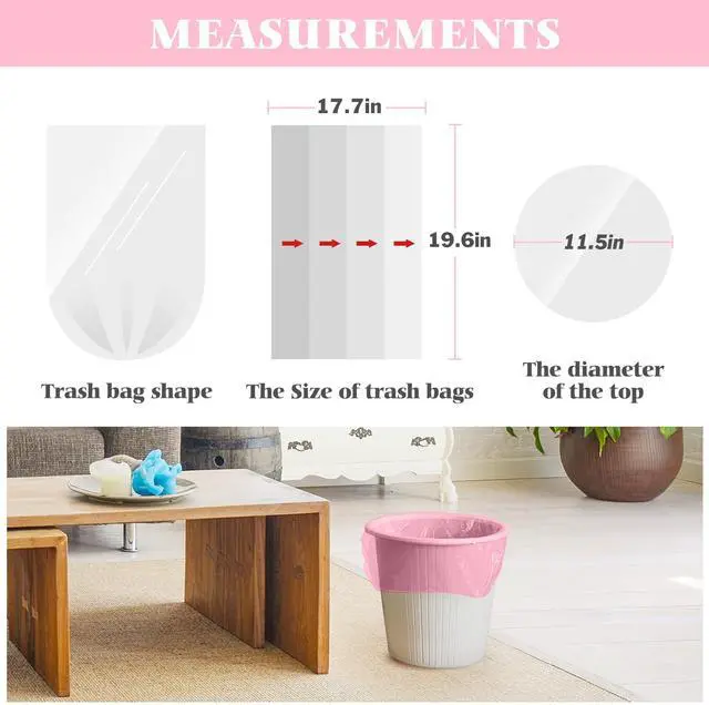 Alt view image 2 of 6 - Small Trash Bags 4 Gallon 150 Counts Garbage Bags, Bathroom Trash Can Bin Liners, Small Plastic Bags for home office kitchen, fit 12-15 Liter, 3,3.5,4.5 Gal, Pink