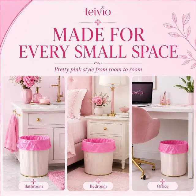 Alt view image 5 of 6 - Small Trash Bags 4 Gallon 150 Counts Garbage Bags, Bathroom Trash Can Bin Liners, Small Plastic Bags for home office kitchen, fit 12-15 Liter, 3,3.5,4.5 Gal, Pink