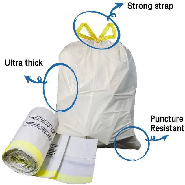 Alt view image 2 of 7 - Large Trash Bags, Big Tall heavy duty 21 Gallon/ 50-90 Liter Drawstring Trash Bags, Easy-Dispense Leaf Roll, tear-free design, Extra-Strong Unscented 30 Count for Kitchen & Household & Commercial.