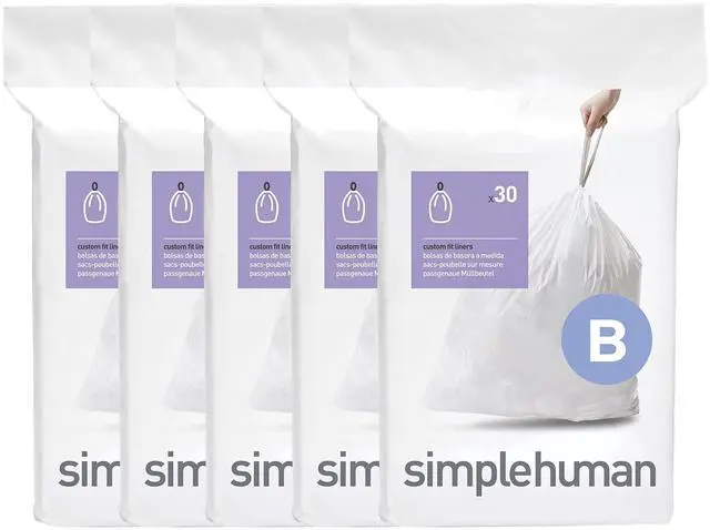 Main image of Code B 150 Count Custom Fit Liners, Drawstring Kitchen Trash Bags, One-by-One Mess-Free Dispense, Extra Thick & Double Seamed, 50% PCR Plastic, 6 Liter / 1.6 Gallon, White