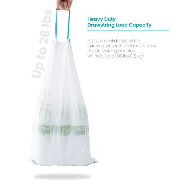 Alt view image 5 of 7 - 5.3 Gallon Kitchen Trash Bags with Drawstring Handles, Heavy Duty Custom Fit Design for 20 Liter Dual Recycling Liners, Code 20R, 60-Count