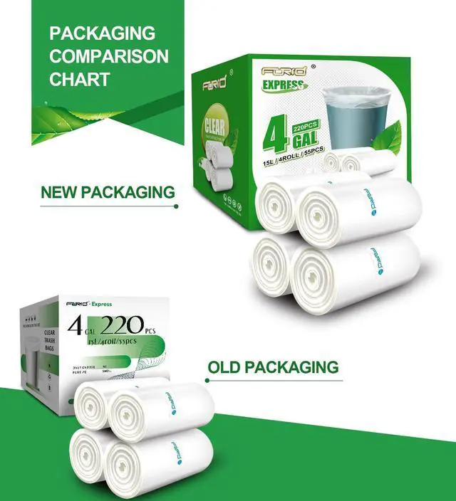 Alt view image 7 of 7 - Clear Small Trash Bags, 4 Gallon Garbage Bags, Wastebasket Bin Liners 330 Count Plastic Trash Bags for Bathroom Bedroom Office Trash Can 15 Liters - Durable & Thick Trash Bag