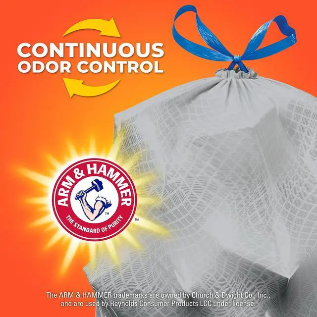 Alt view image 5 of 6 - Ultra Strong Made with 50% Recovered Materials* Tall Kitchen Trash Bags, Gray, Clean Burst, 13 Gallon, 40 Count