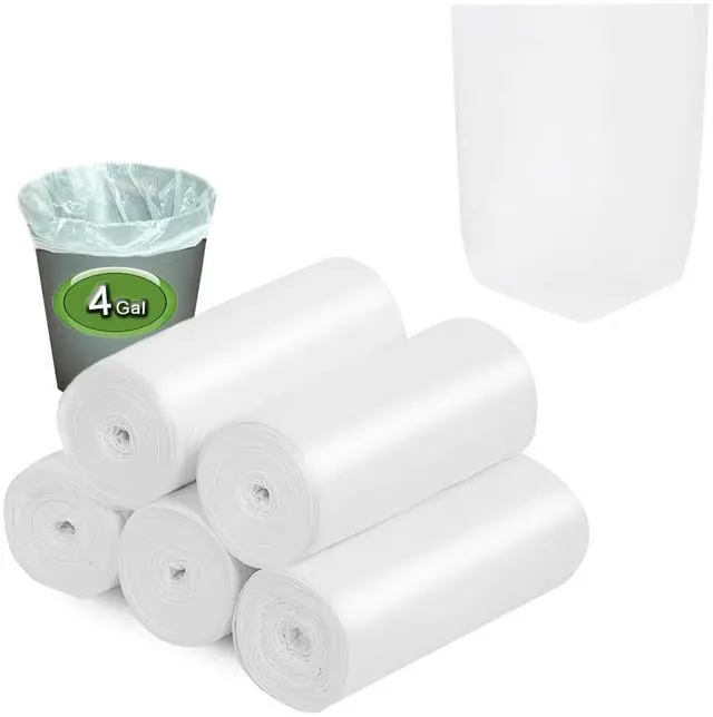 Main image of Small Trash Bags, Small Garbage Bags 4-6 Gallon Biodegradable Can Liners Thicken, Size Expanded, White 200 Counts