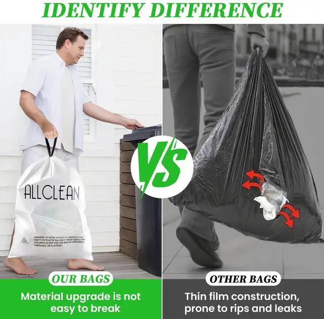 Alt view image 4 of 7 - Trash Bags 15 Gallon Tall Kitchen Drawstring Garbage Bags,Fit 13-15 Gal Bins,Extra Strong&Leak-Proof,Unscented&Recyclable Trash Can Liners for Home Office Industrial Bathroom Garden Lawn