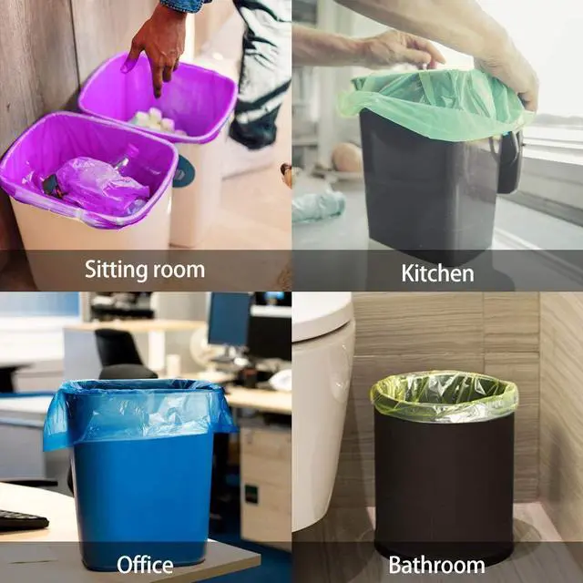Alt view image 4 of 7 - 8 Gallon 330 Counts Clear Colorful Trash Bags Kitchen Garbage Bags, fit 25-30Liter Bathroom Trash Can Bin Liners, Plastic Bags for home office kitchenMulticolor